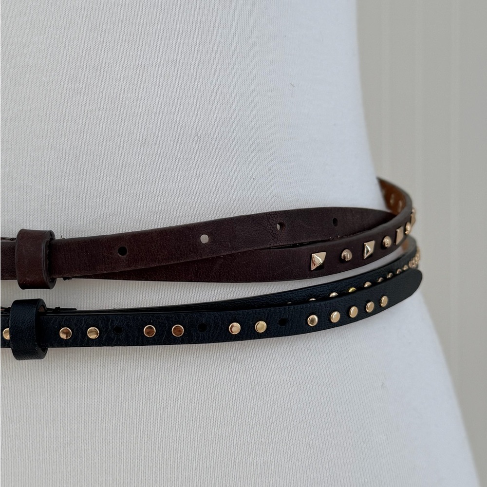 J. Crew Skinny Studded Leather Belt Bundle - Picture 2 of 9